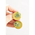 Handmade Green Succulent Statement Stud Earrings – Limited Edition