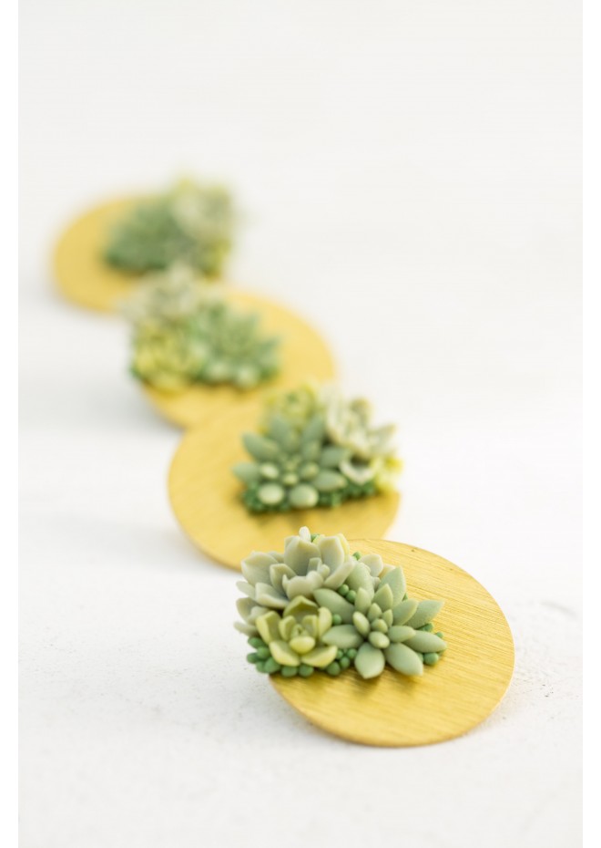 Handmade Green Succulent Statement Stud Earrings – Limited Edition