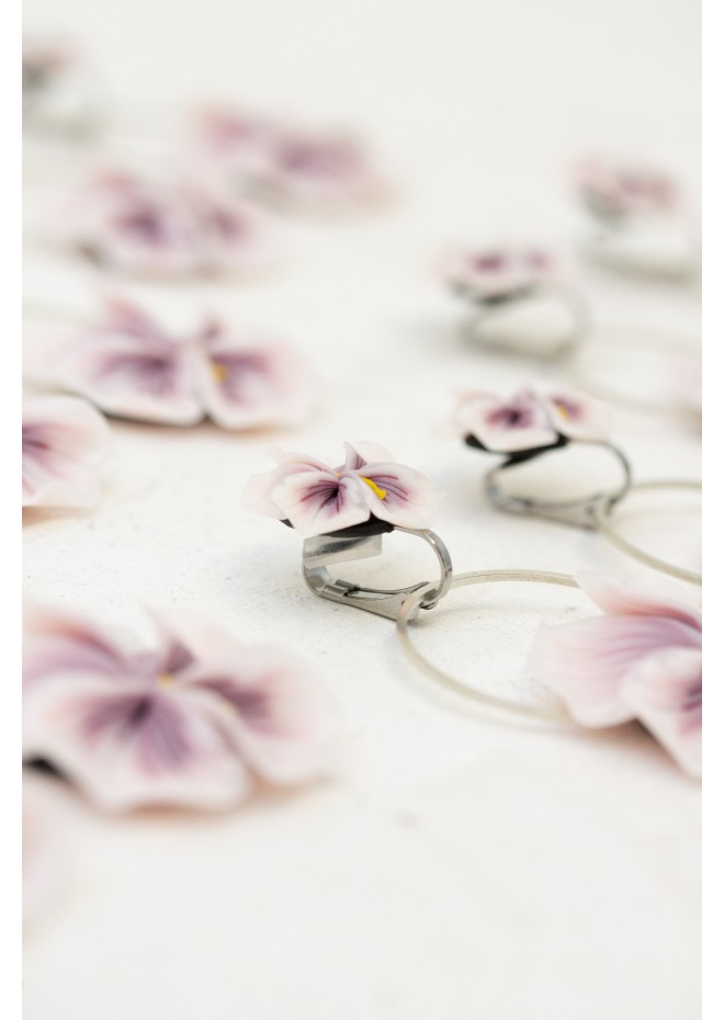 Handmade Pansy Clip-On Earrings – Lightweight & Adjustable