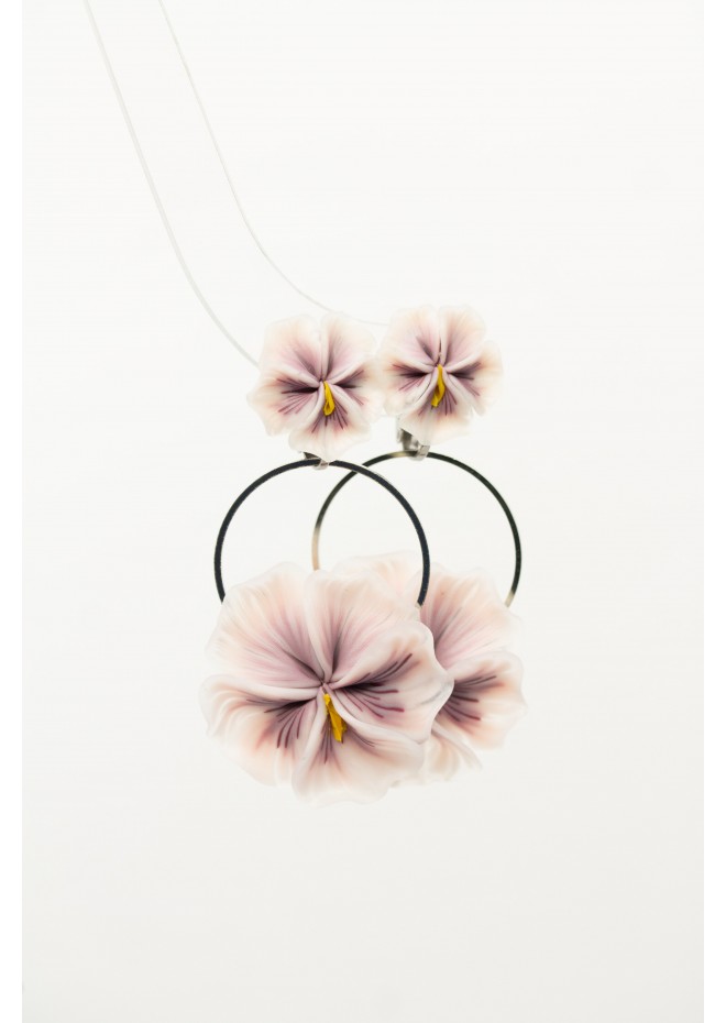 Handmade Pansy Clip-On Earrings – Lightweight & Adjustable