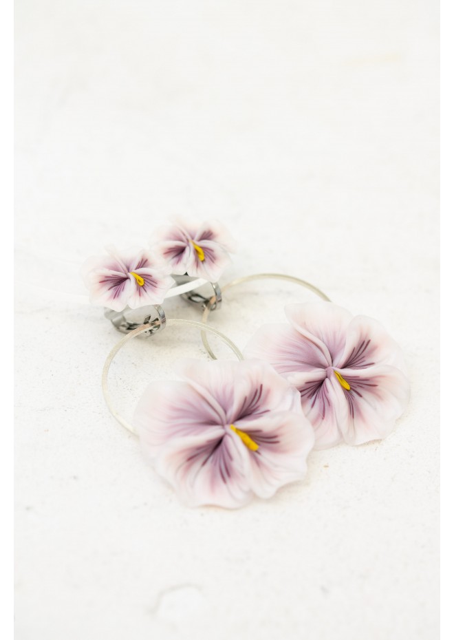 Handmade Pansy Clip-On Earrings – Lightweight & Adjustable