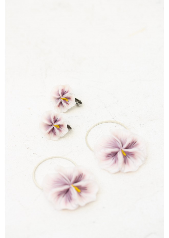 Handmade Pansy Clip-On Earrings – Lightweight & Adjustable