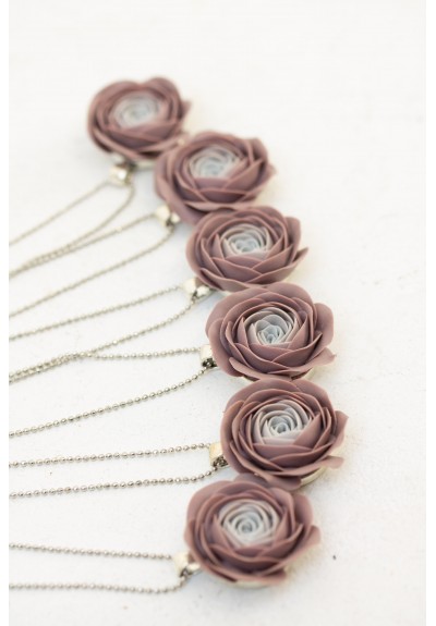 Handmade Ranunculus Flower Necklace – Mocha Mousse Statement Jewelry