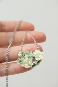 Pastel Succulent Garden Necklace – Glowing Polymer Clay Pendant