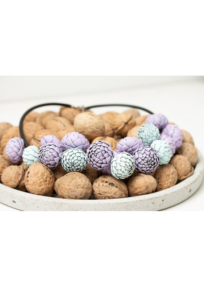 Lilac & Sky Blue Polymer Clay Statement Necklace – One-of-a-Kind