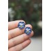 Steel Blue Pansy Flower Stud Earrings – Handmade & Hypoallergenic