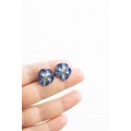 Steel Blue Pansy Flower Stud Earrings – Handmade & Hypoallergenic