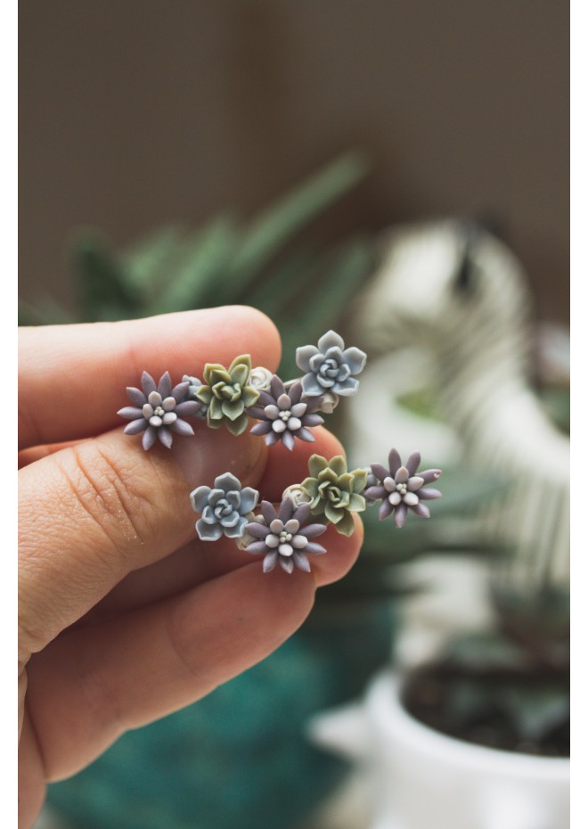 Succulent Garden Ear Cuffs - Delicate Handmade Jewelry