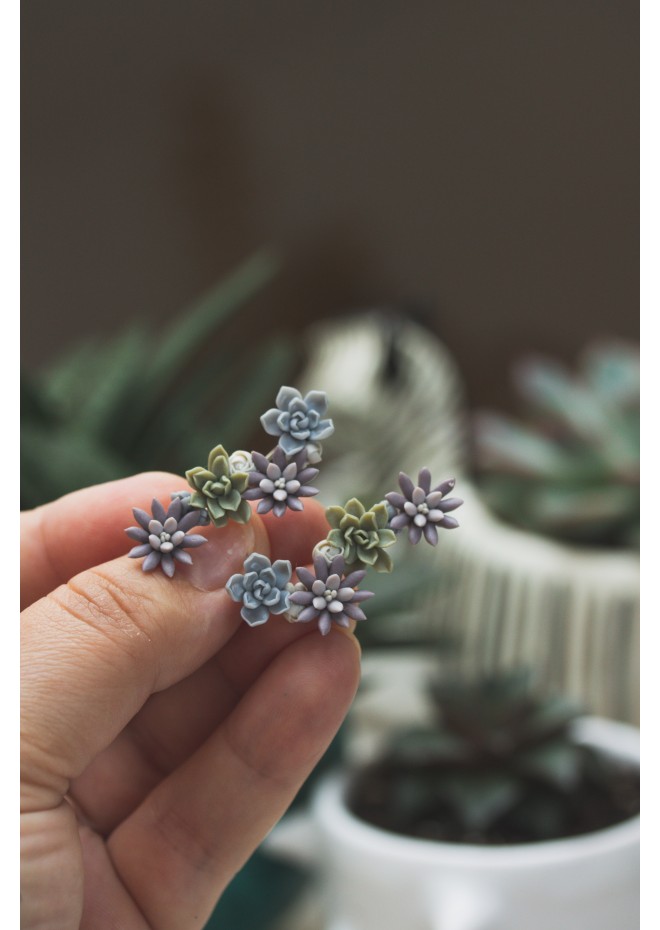 Succulent Garden Ear Cuffs - Delicate Handmade Jewelry