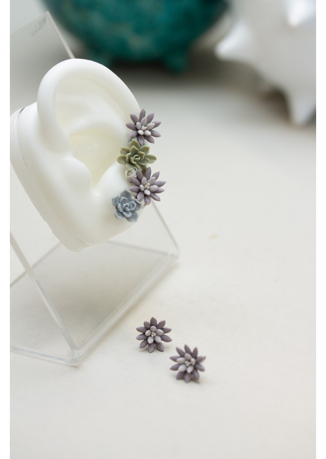 Succulent Garden Ear Cuffs - Delicate Handmade Jewelry