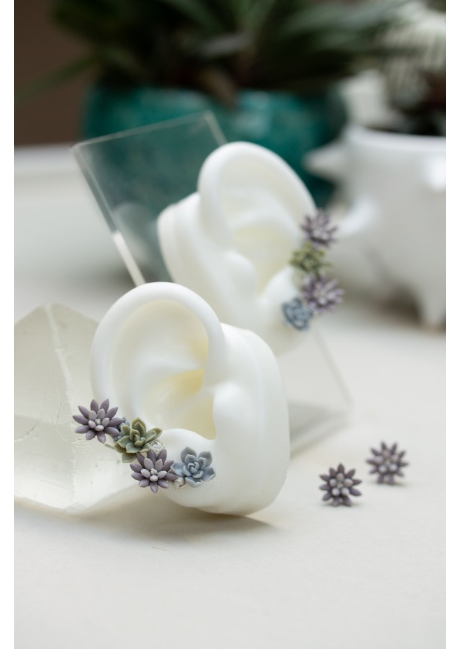 Succulent Garden Ear Cuffs - Delicate Handmade Jewelry