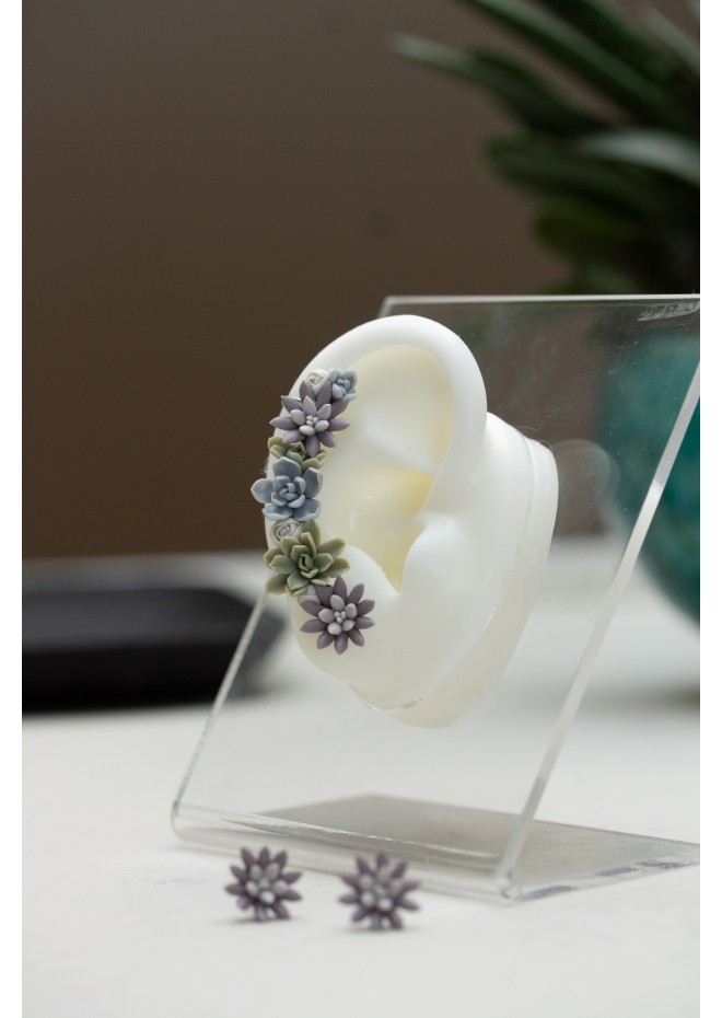 Versatile Succulent Ear Cuffs with Matching Studs – Hypoallergenic Jewelry Set