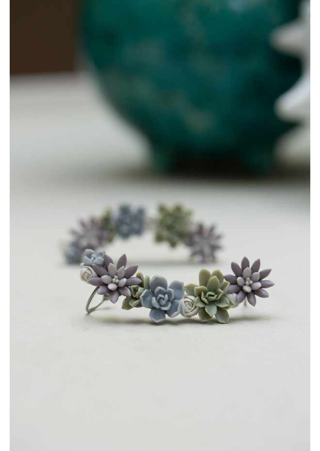 Versatile Succulent Ear Cuffs with Matching Studs – Hypoallergenic Jewelry Set