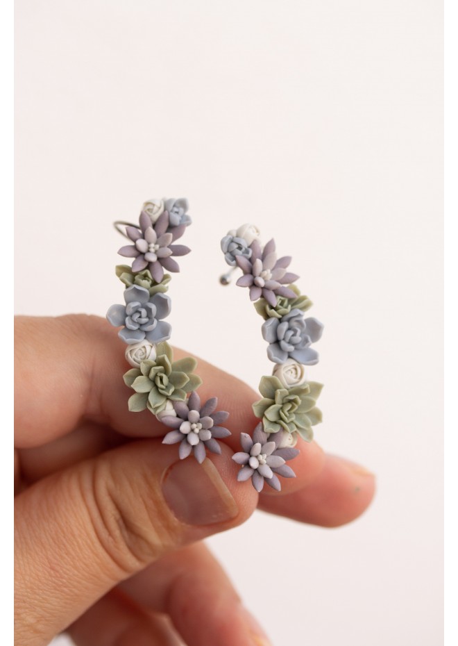 Versatile Succulent Ear Cuffs with Matching Studs – Hypoallergenic Jewelry Set