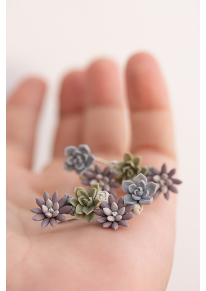 Succulent Garden Ear Cuffs - Delicate Handmade Jewelry