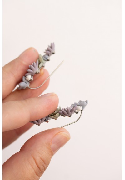 Succulent Garden Polymer Clay Ear Cuffs 