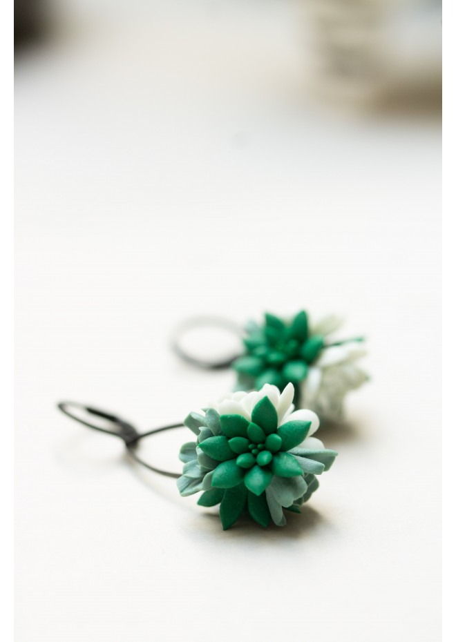 Handcrafted Dangle Earrings with Succulent Bouquet – 5 cm