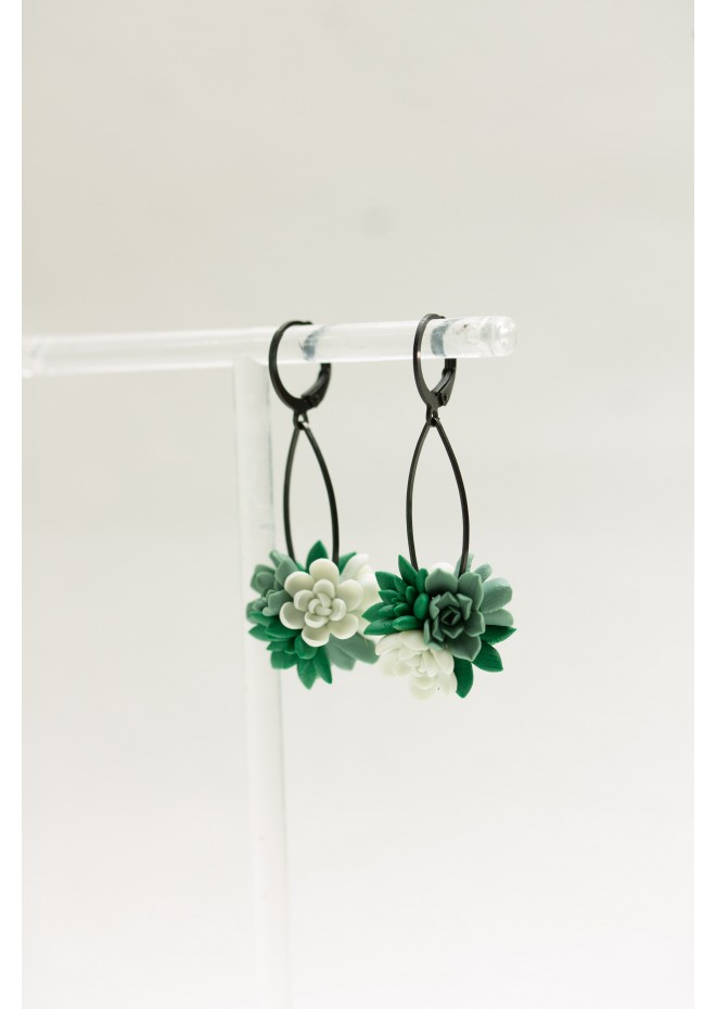 Handcrafted Dangle Earrings with Succulent Bouquet – 5 cm