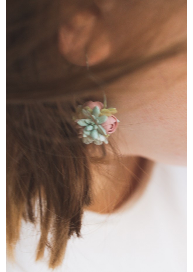 Pastel Succulent Drop Earrings – Handmade Floral Dangles