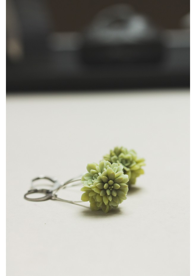 Green Succulent Polymer Clay Earrings