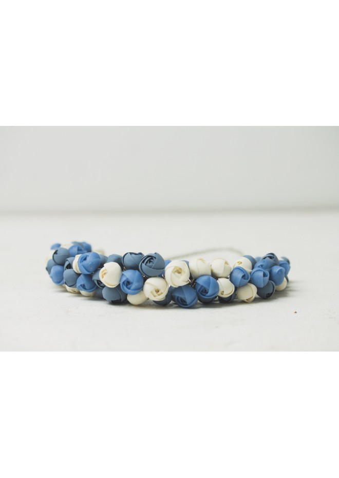 Azure & Cream Polymer Clay Statement Necklace