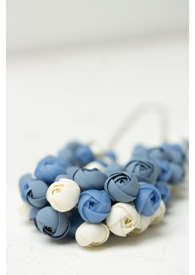 Azure & Cream Polymer Clay Statement Necklace