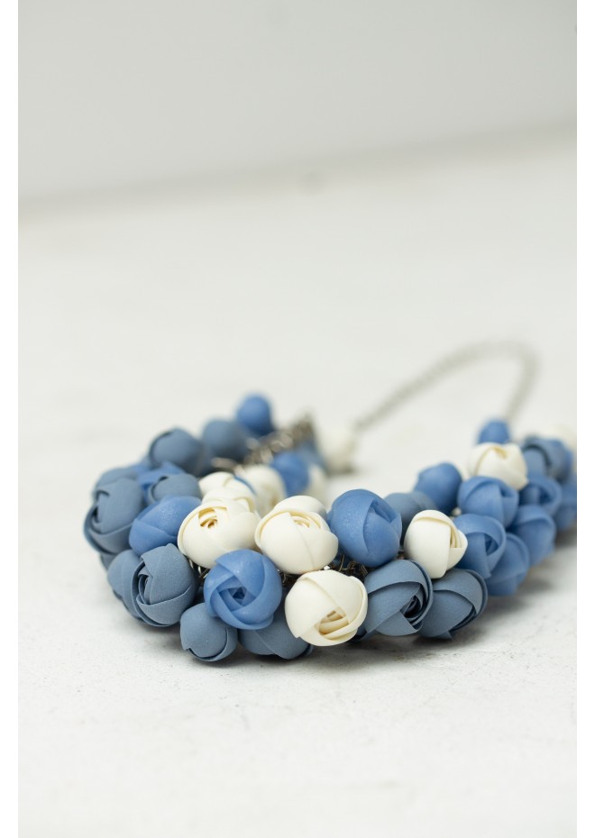 Azure & Cream Polymer Clay Statement Necklace