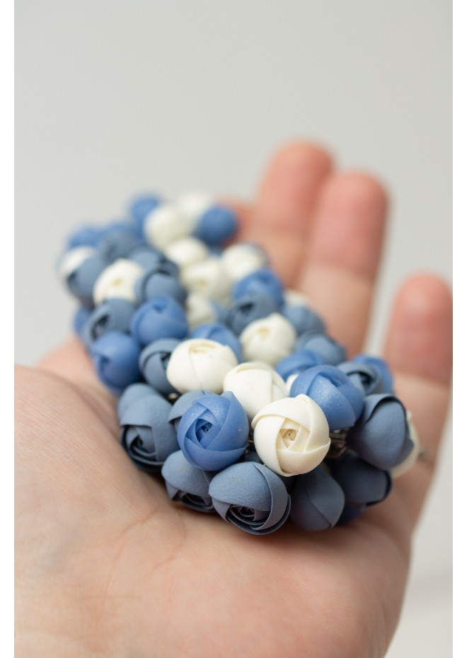 Azure & Cream Polymer Clay Statement Necklace