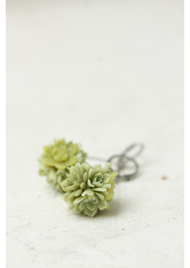 Green Succulent Polymer Clay Earrings