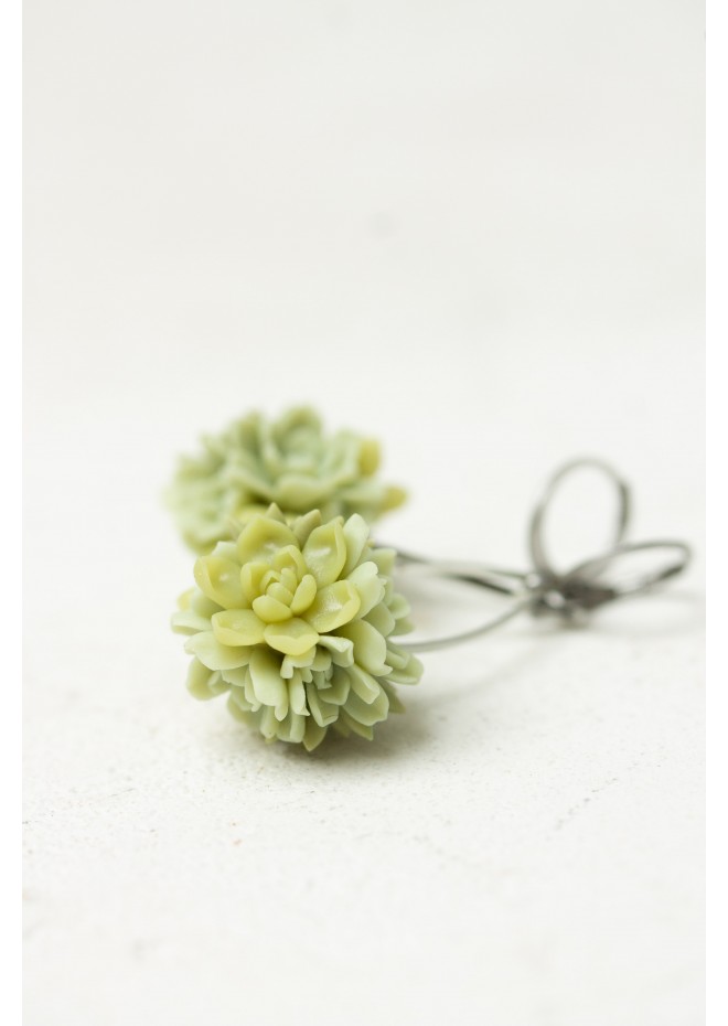 Green Succulent Polymer Clay Earrings