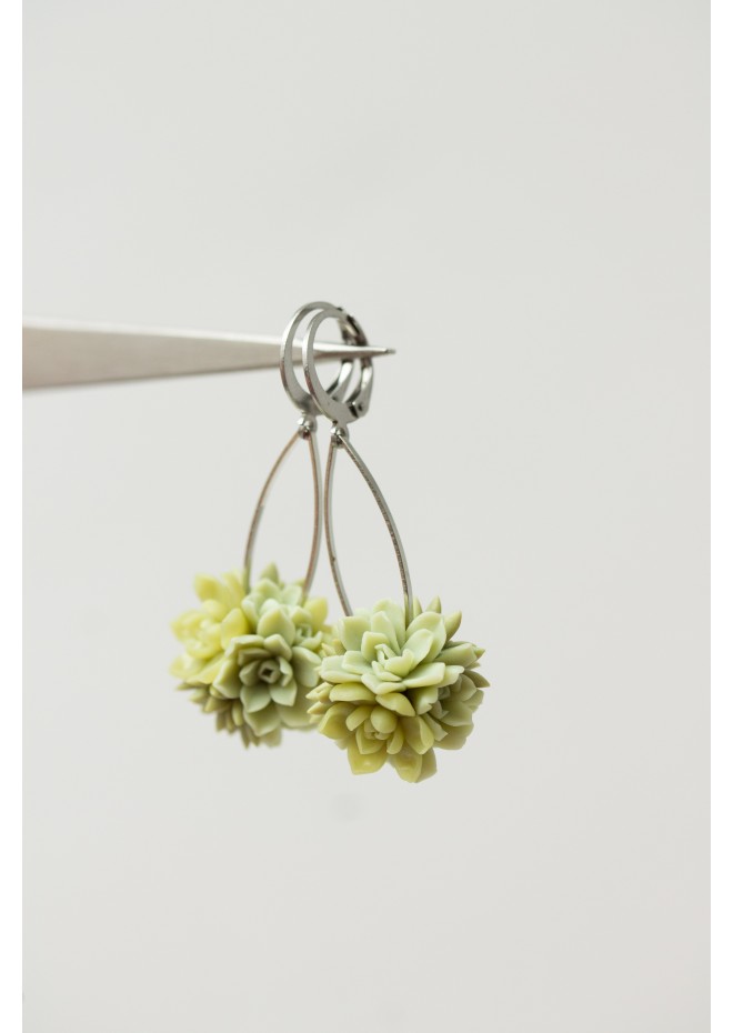Green Succulent Polymer Clay Earrings