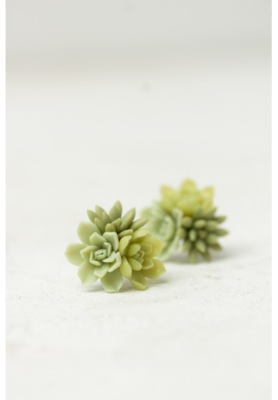 Handmade Succulent Bouquet Stud Earrings – Green