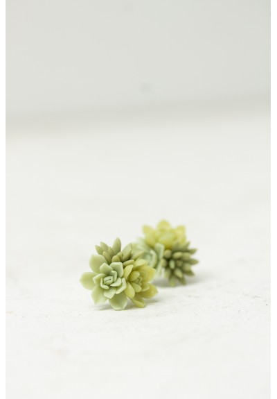 Handmade Succulent Bouquet Stud Earrings – Green