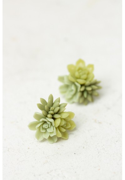 Handmade Succulent Bouquet Stud Earrings – Green