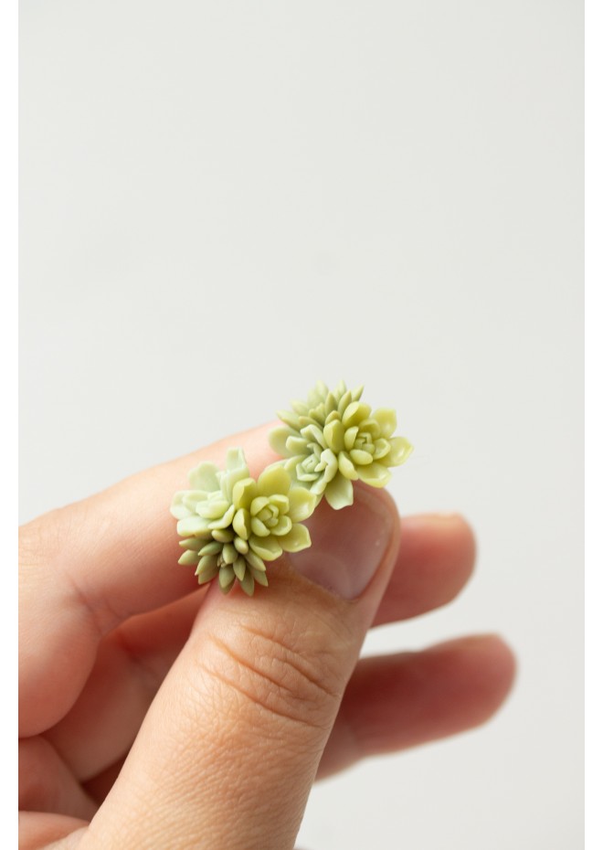 Succulent Bouquet Earrings | Green Handmade Studs