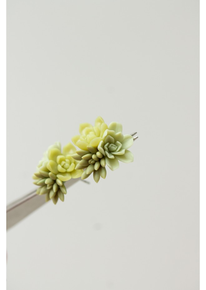 Succulent Bouquet Earrings | Green Handmade Studs