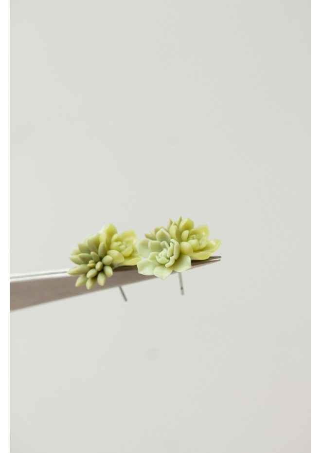 Succulent Bouquet Earrings | Green Handmade Studs