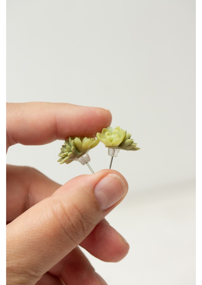 Succulent Bouquet Earrings | Green Handmade Studs