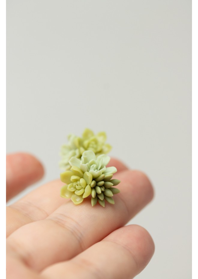 Succulent Bouquet Earrings | Green Handmade Studs