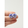 Blue  Pansy Stud Earrings | Handmade Hypoallergenic Flower Jewelry
