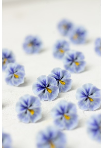 Handmade Pansy Stud Earrings in Deep Blue 