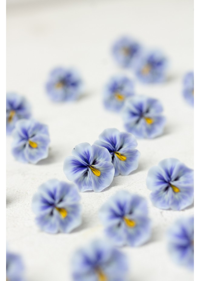 Blue  Pansy Stud Earrings | Handmade Hypoallergenic Flower Jewelry