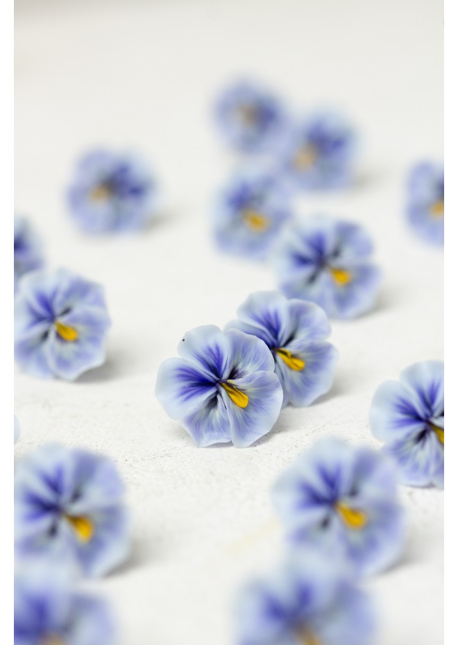 Blue  Pansy Stud Earrings | Handmade Hypoallergenic Flower Jewelry