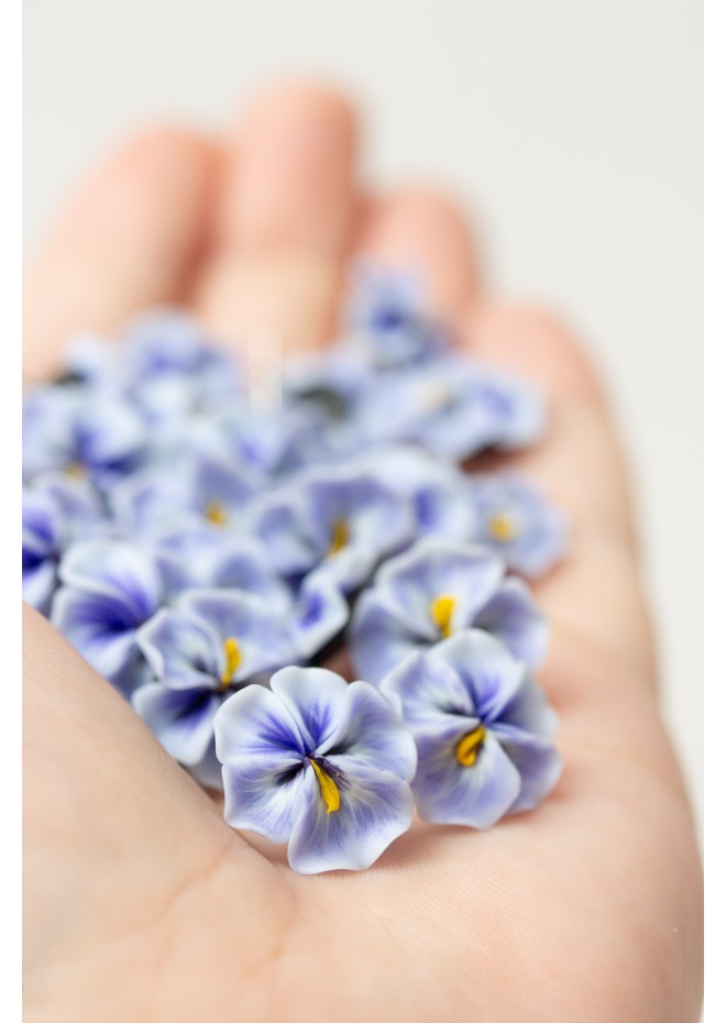Blue  Pansy Stud Earrings | Handmade Hypoallergenic Flower Jewelry