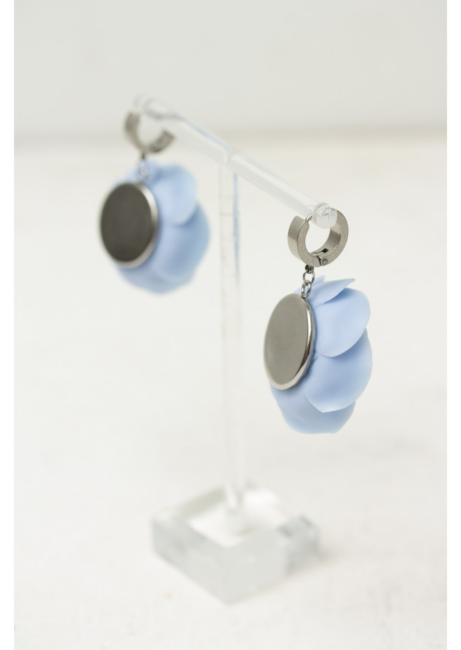 Handmade Blue Ranunculus Earrings – Bold Floral Jewelry