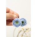 Handmade Blue Ranunculus Earrings – Bold Floral Jewelry