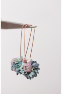 Pastel Succulent Bouquet Dangle Earrings