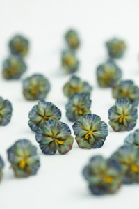 Handmade Pansy Stud Earrings in Green