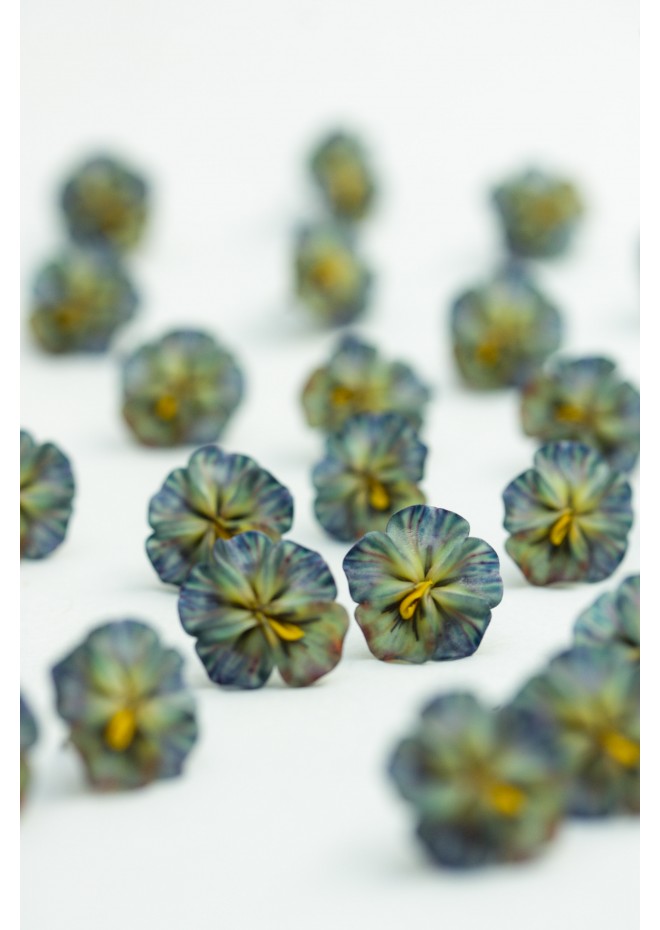 Green Pansy Stud Earrings | Handmade Hypoallergenic Flower Jewelry