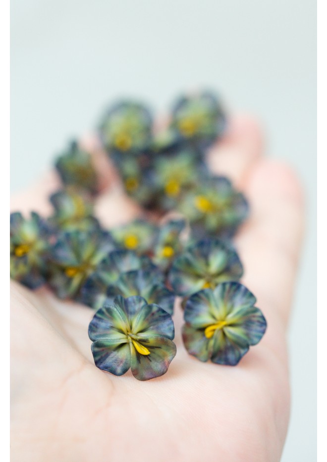 Green Pansy Stud Earrings | Handmade Hypoallergenic Flower Jewelry